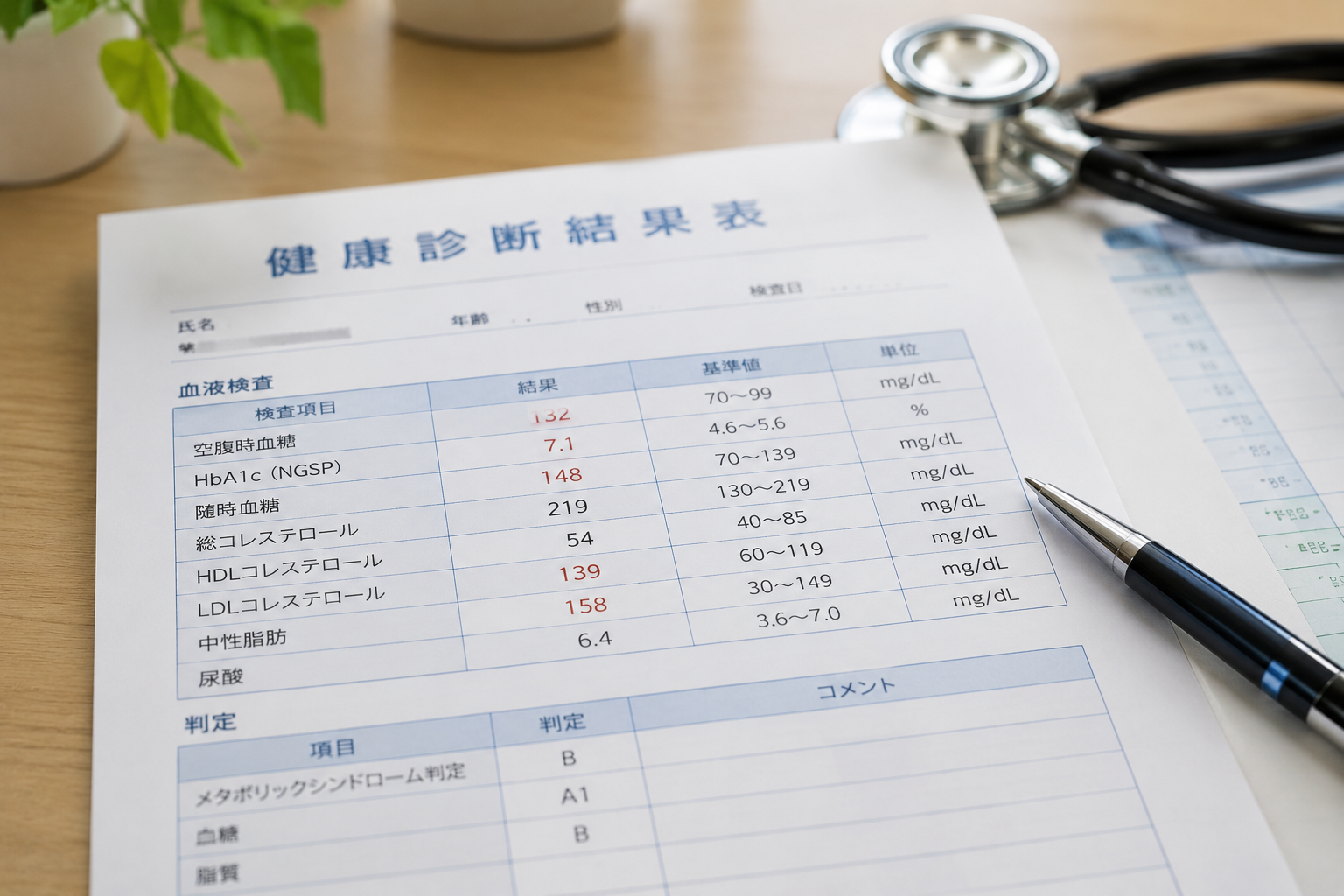 健康診断で糖尿病を指摘されたら？検査結果の見方と受診の目安